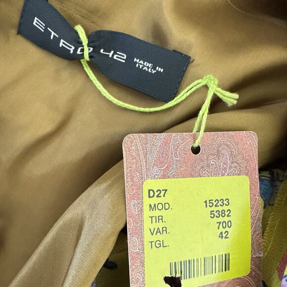 Etro Yellow Floral Silk Blend Ruched Mini Dress Size 42 NWT Italy Romantic - Picture 10 of 12